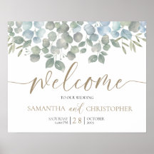 Eukalyptus Sage Green Gold Wedding Poster