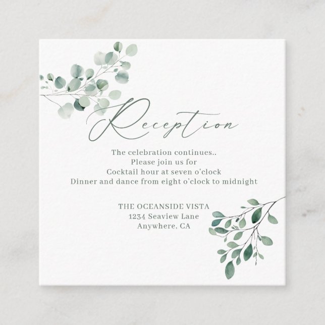 Eukalyptus Sage Green Watercolor Wedding Begleitkarte (Vorderseite)