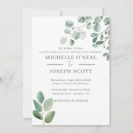 Eukalyptus Sage Green Watercolor Wedding Einladung