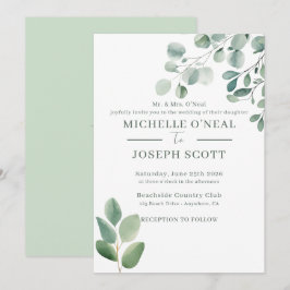 Eukalyptus Sage Green Watercolor Wedding Einladung