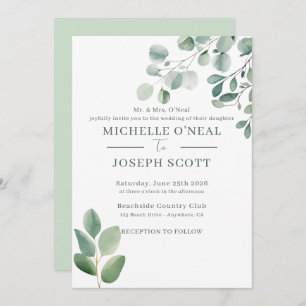 Eukalyptus Sage Green Watercolor Wedding Einladung