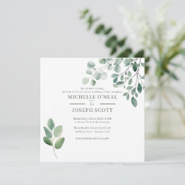 Eukalyptus Sage Green Watercolor Wedding Einladung