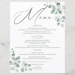 Eukalyptus Sage Green Watercolor Wedding Menu