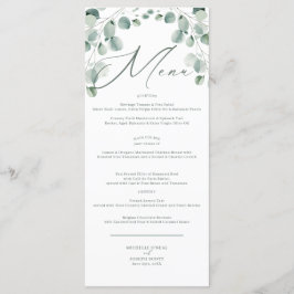 Eukalyptus Sage Green Watercolor Wedding Menu Menükarte