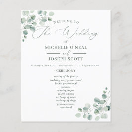 Eukalyptus Sage Green Watercolor Wedding Program