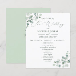Eukalyptus Sage Green Watercolor Wedding Program