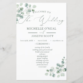Eukalyptus Sage Green Watercolor Wedding Program