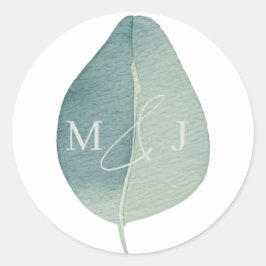 Eukalyptus Sage Green Watercolor Wedding Runder Aufkleber