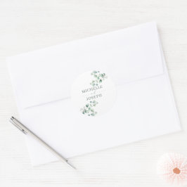 Eukalyptus Sage Green Watercolor Wedding Runder Aufkleber