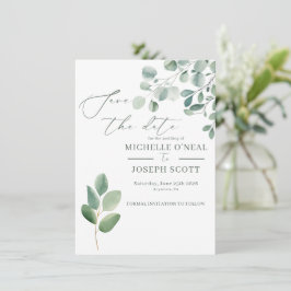 Eukalyptus Sage Green Watercolor Wedding Save The Date