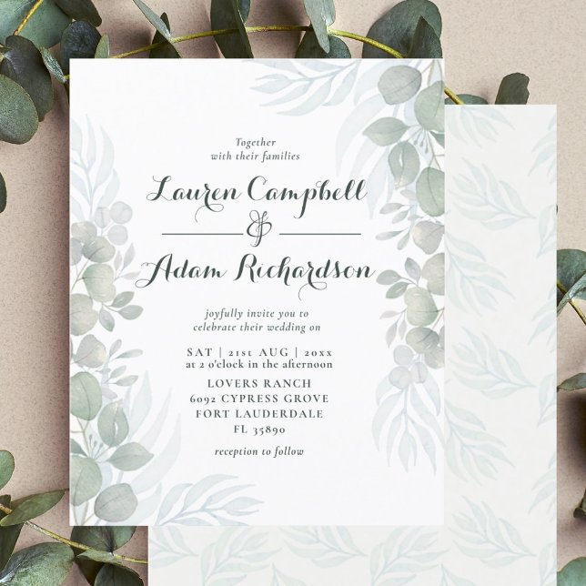 Eukalyptus Sage Green Wedding Einladung (Von Creator hochgeladen)