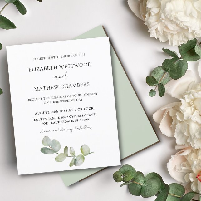 Eukalyptus Sage Green Wedding Einladung (Von Creator hochgeladen)
