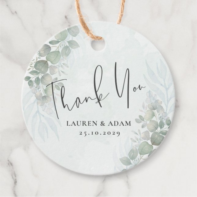 Eukalyptus Sage Green Wedding Geschenkanhänger (Vorderseite)