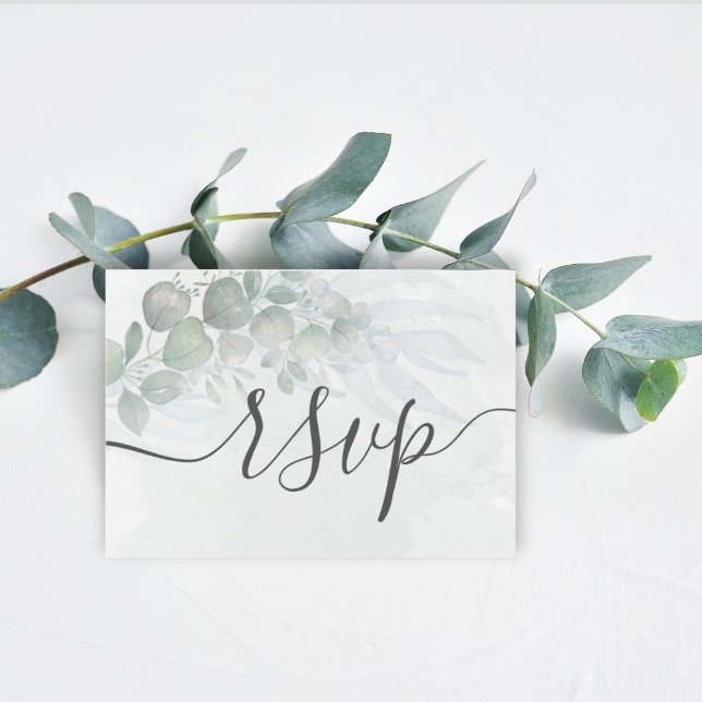 Eukalyptus sage green Wedding RSVP Karte (Von Creator hochgeladen)