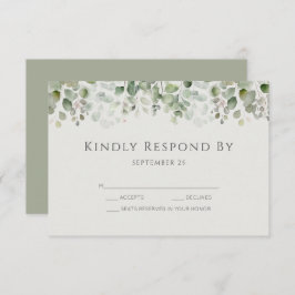 Eukalyptus Sage Green Wedding RSVP Karte