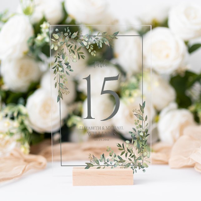 Eukalyptus Sage Green Wedding Tischnummer Acrylschild (Wedding Table Number!
)