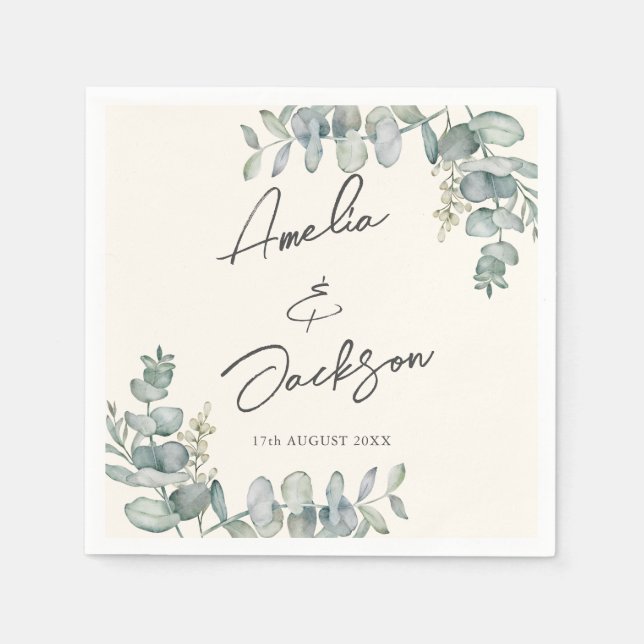 Eukalyptus Sage Green Wedkins Serviette (Vorderseite)