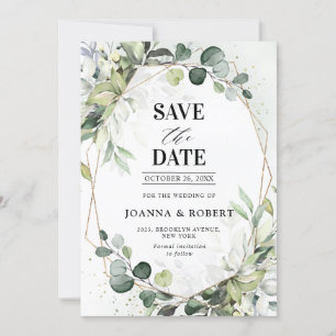 Eukalyptus Sage Greenery Moderne geometrische Hoch Save The Date