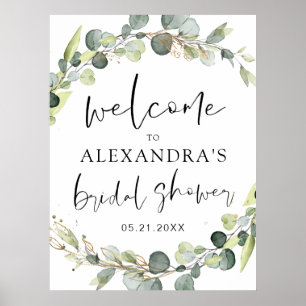 Eukalyptus-Sage-Grün-Blumen-Brautparty  Poster