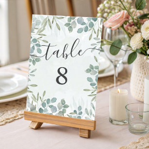 Eukalyptus-Sage-Grün-Hochzeit-Tischnummer Tischnummer