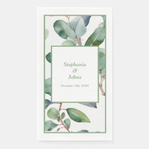 Eukalyptus-Sage-Grün Staubblau-Blätter-Hochzeit Serviette