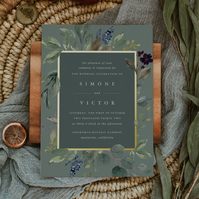 Eukalyptus & Sage | Grüne Botanische Hochzeit Folieneinladung (Von Creator hochgeladen)