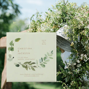 Eukalyptus-Sage-Hochzeit Quadrat Save-the-Date-Kar Magnet