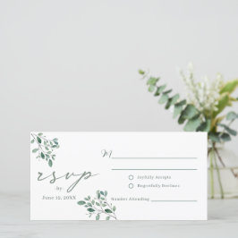 Eukalyptus Sage Wasserfarbige Hochzeit RSVP Postka