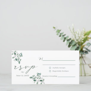 Eukalyptus Sage Wasserfarbige Hochzeit RSVP Postka