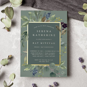 Eukalyptus & Salbei Bat Mitzvah Folieneinladung