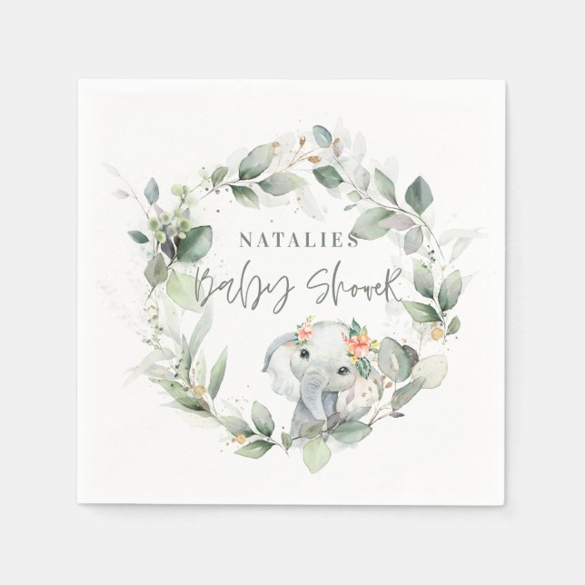 Eukalyptus Salbei niedliche Elefantendusche Serviette (Vorderseite)