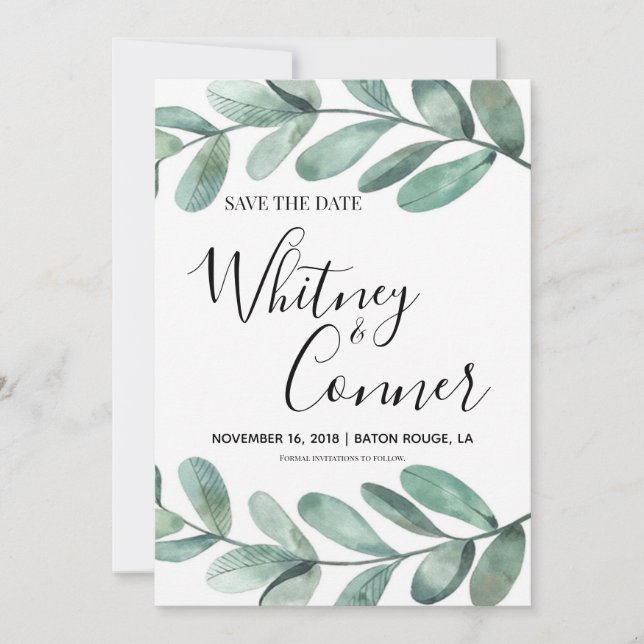 Eukalyptus Save the Date (Vorderseite)