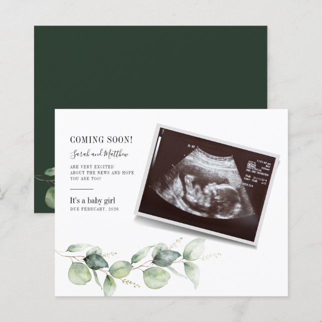 Eukalyptus Schwangerschaft Baby Gender Reveal Sono (Vorne/Hinten)
