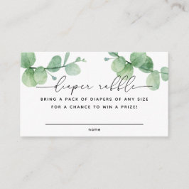 Eukalyptus script Baby Shower Diaper Raffle Ticket Begleitkarte