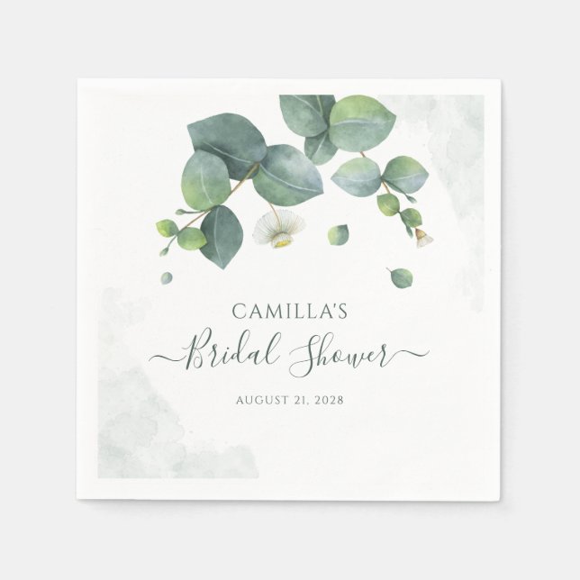 Eukalyptus Script Botanisches Brautparty Serviette (Vorderseite)