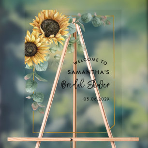 Eukalyptus-Script-Brautparty Sunflower - Willkomme Acrylschild