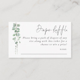 Eukalyptus Script DIaper Raffle Baby Dusche Begleitkarte