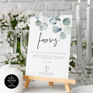 Eukalyptus Script-Favoriten druckbares Hochzeitssy Poster