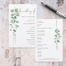 Eukalyptus Script-Hochzeitsprogramm