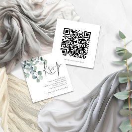 Eukalyptus Script QR Code Wedding RSVP Begleitkarte