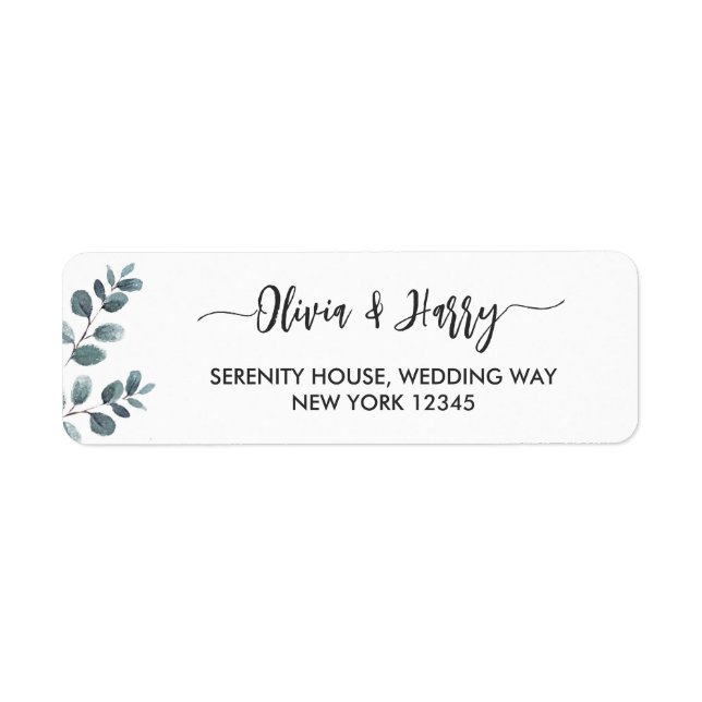 Eukalyptus-Script-Rücksendeadressen-Aufkleber (Vorne)