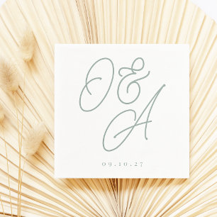 Eukalyptus   Script Watermark Monogram Wedding Serviette