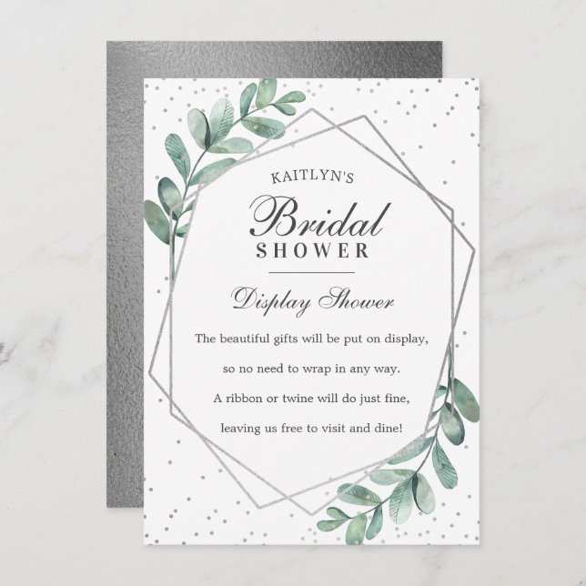 Eukalyptus Silver Geometrisches Brautparty Begleitkarte (Vorne/Hinten)