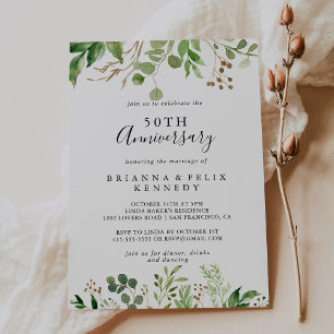 Eukalyptus Simple Floral 50. Hochzeitstag Einladung