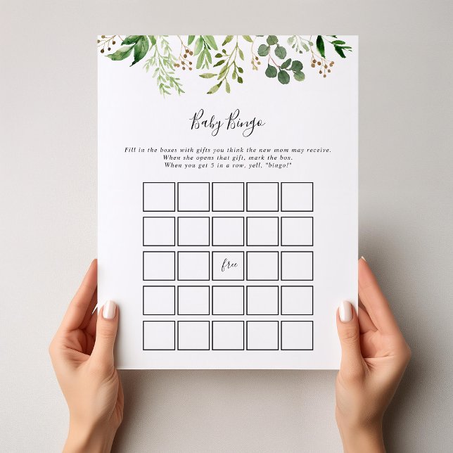 Eukalyptus Simple Floral Baby Bingo Duschspiel (Von Creator hochgeladen)
