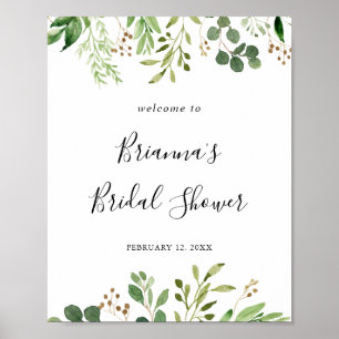 Eukalyptus Simple Floral Brautparty Welcome Poster