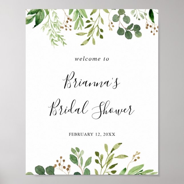 Eukalyptus Simple Floral Brautparty Welcome Poster (Vorne)