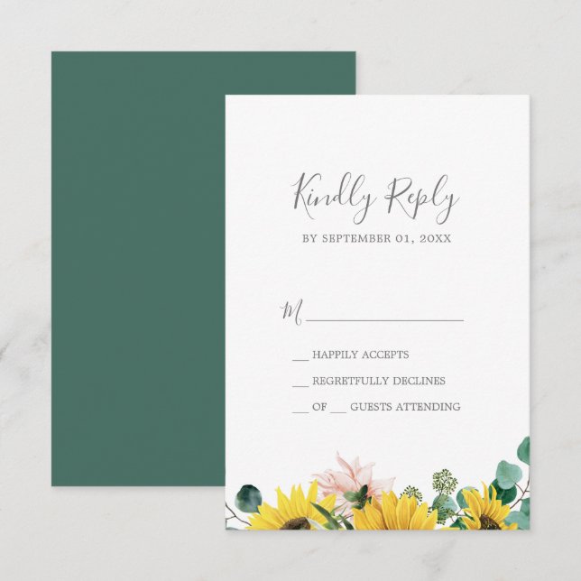 Eukalyptus Simple RSVP Card Karte (Vorne/Hinten)