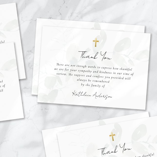 Eukalyptus Simple Script Funeral Dankeskarte (Von Creator hochgeladen)