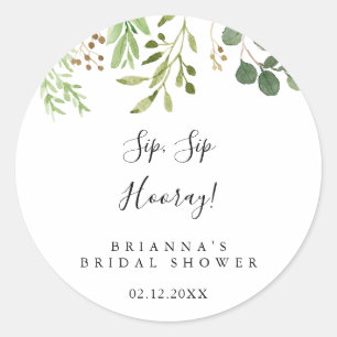 Eukalyptus Simple Sip Hooray Brautparty Runder Aufkleber